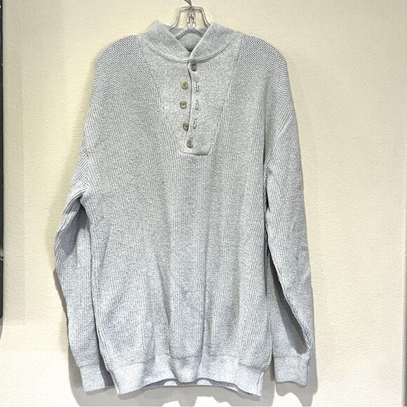Vintage LL Bean Chunky Knit Sweater Cotton Made in USA Grey Men's Size XL Tall - Picture 2 of 12